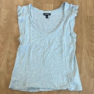 Express Heather Gray Women's Ruffle Sleeve Tank Top
